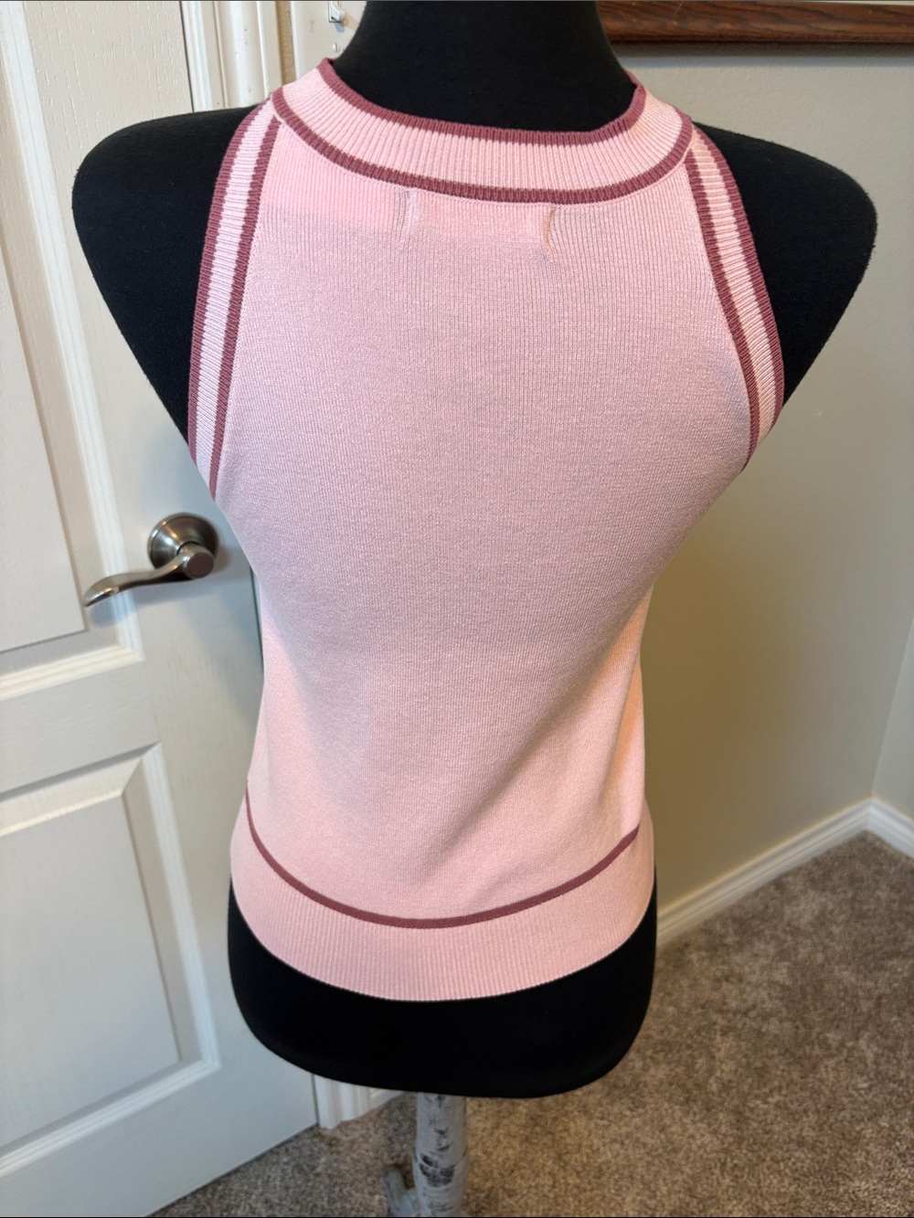 J. Roberts Pink Ribbed Halter Knit Top View 2